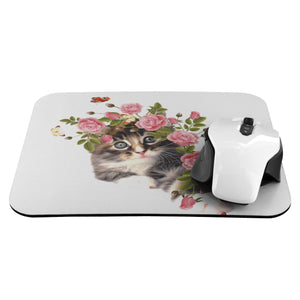 Cute Cat Surrounded by Flowers Mousepad