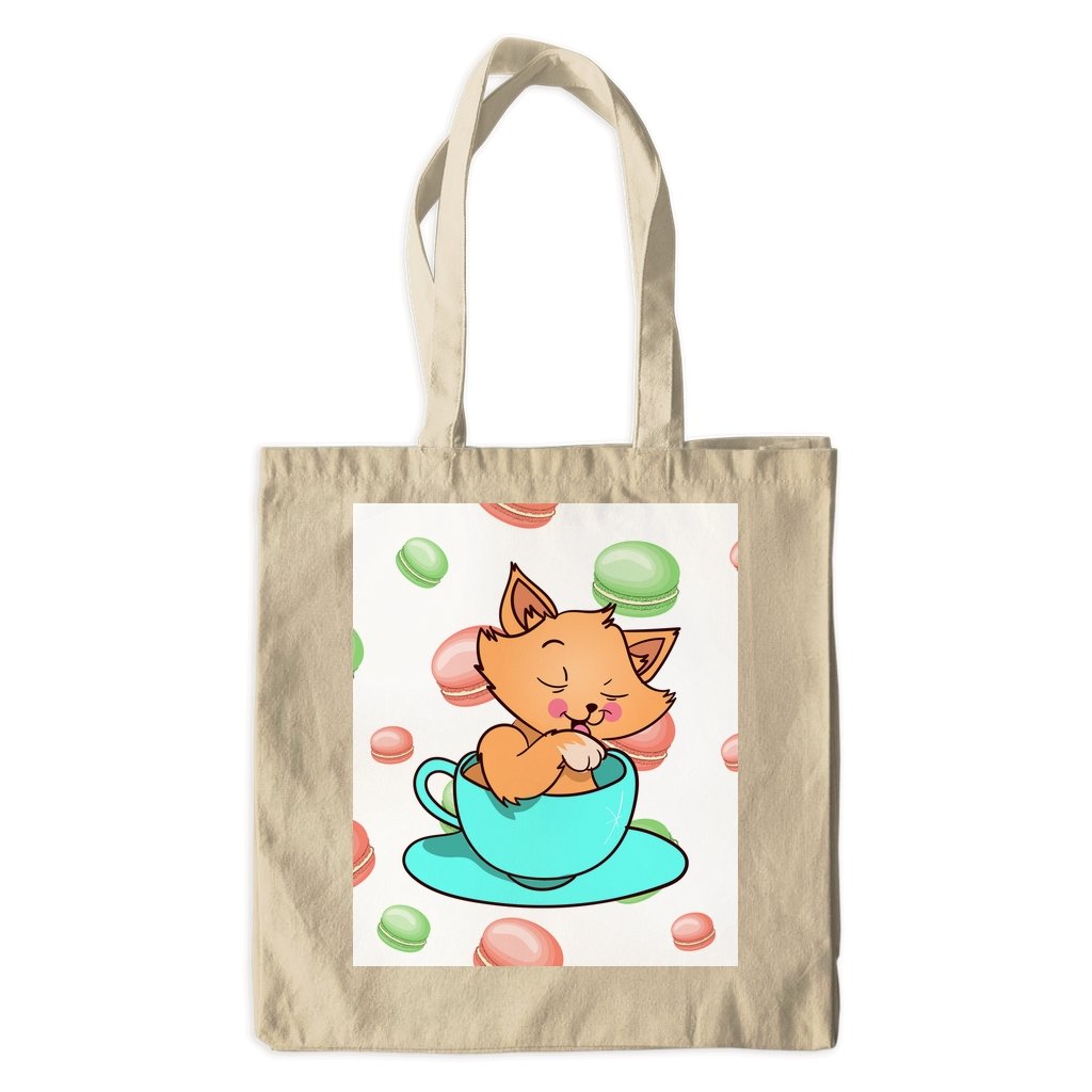 Cute Kitty In Teal Teacup Cotton Tote Bag