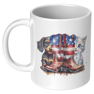 Dog And Cat With A Red White And Blue Pair Of Boots | - crazyaboutcatsandcoffee