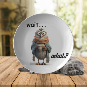 Funny Bird With Coffee 10 In Plate Wait What? - crazyaboutcoffeeandcats