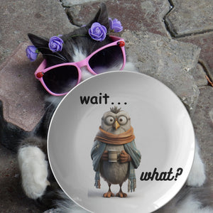 Funny Bird With Coffee 10 In Plate Wait What? - crazyaboutcoffeeandcats