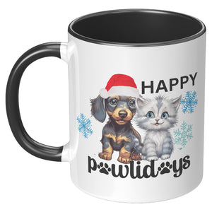 Happy Pawlidays 11 Oz Accent Mug - crazyaboutcatsandcoffee