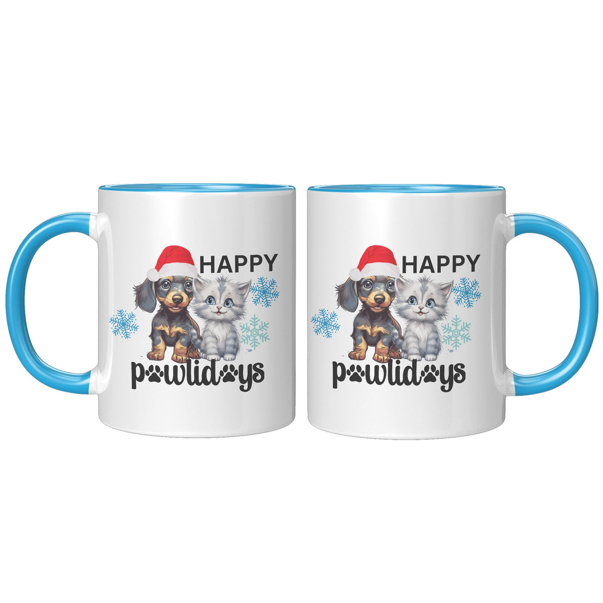 Happy Pawlidays 11 Oz Accent Mug - crazyaboutcatsandcoffee