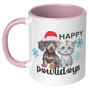 Happy Pawlidays 11 Oz Accent Mug - crazyaboutcatsandcoffee