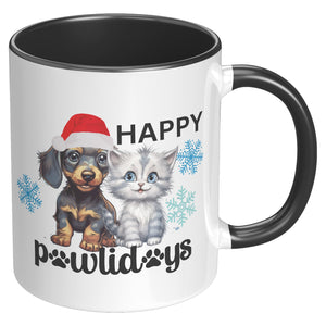 Happy Pawlidays 11 Oz Accent Mug - crazyaboutcatsandcoffee