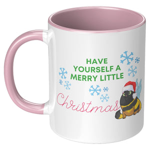 Have Yourself A Merry Little Christmas Kitty Bee 11 Oz Mug - crazyaboutcatsandcoffee