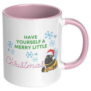 Have Yourself A Merry Little Christmas Kitty Bee 11 Oz Mug - crazyaboutcatsandcoffee