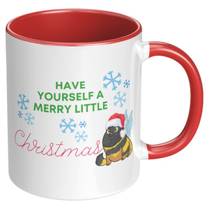 Have Yourself A Merry Little Christmas Kitty Bee 11 Oz Mug - crazyaboutcatsandcoffee