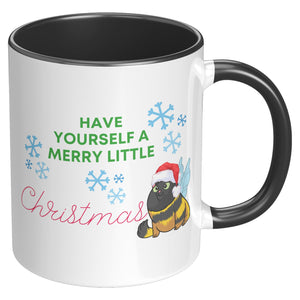 Have Yourself A Merry Little Christmas Kitty Bee 11 Oz Mug - crazyaboutcatsandcoffee