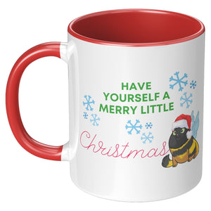 Have Yourself A Merry Little Christmas Kitty Bee 11 Oz Mug - crazyaboutcatsandcoffee