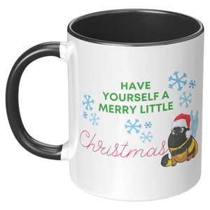 Have Yourself A Merry Little Christmas Kitty Bee 11 Oz Mug - crazyaboutcatsandcoffee