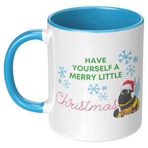 Have Yourself A Merry Little Christmas Kitty Bee 11 Oz Mug - crazyaboutcatsandcoffee