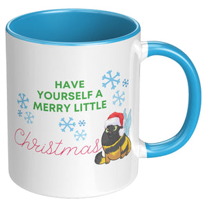 Have Yourself A Merry Little Christmas Kitty Bee 11 Oz Mug - crazyaboutcatsandcoffee