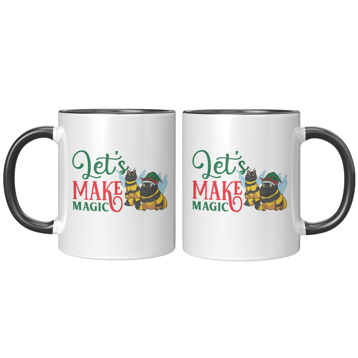 Jinglebells Bee Cat 11 Oz Accent Mug - crazyaboutcatsandcoffee