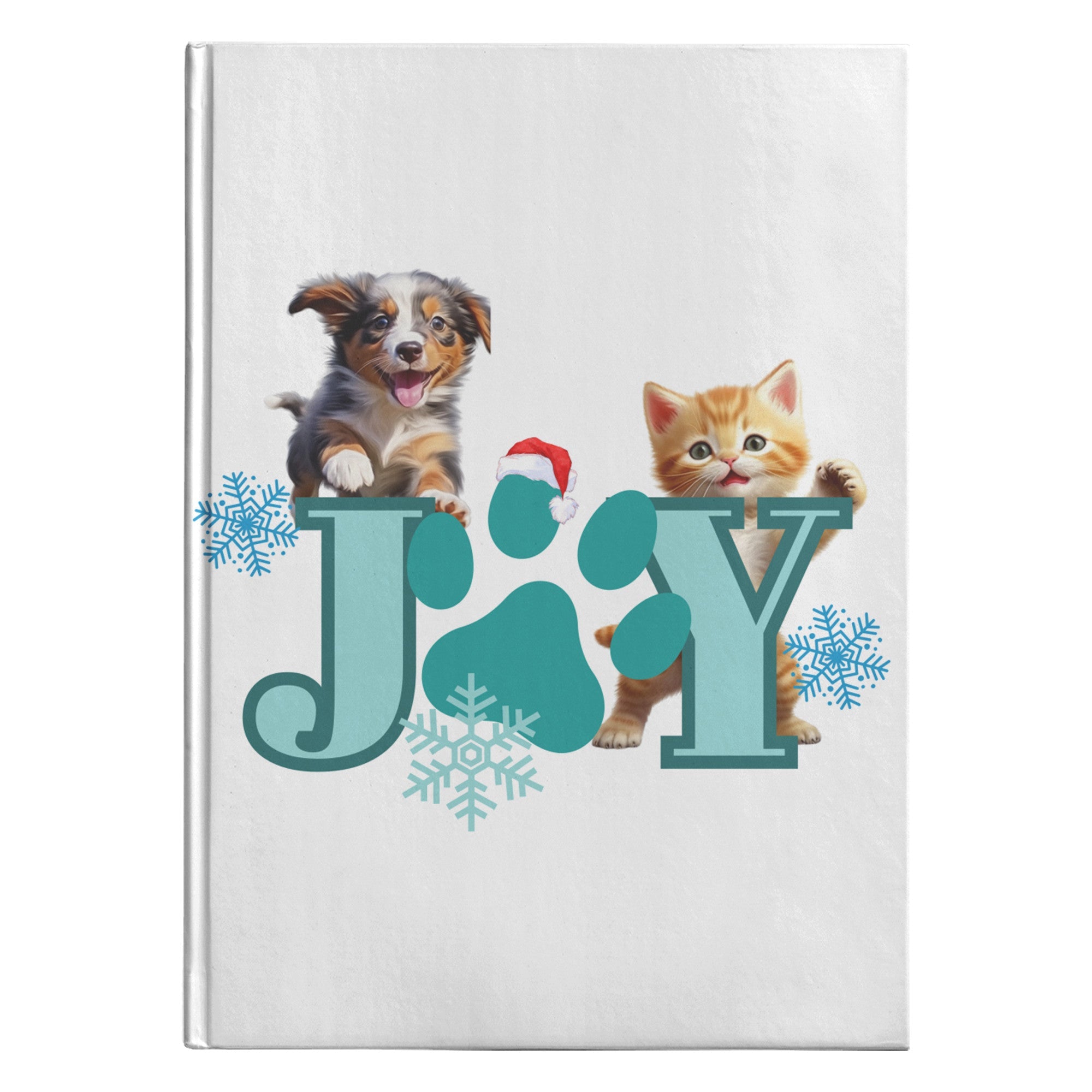 Joy Kitty Puppy Hardback Journal - crazyaboutcatsandcoffee