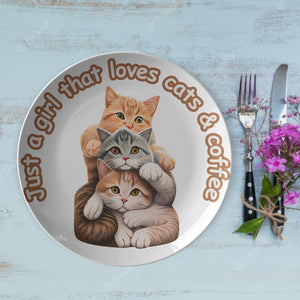 Just A Girl That Loves Cats & Coffee 10" Plate - crazyaboutcoffeeandcats