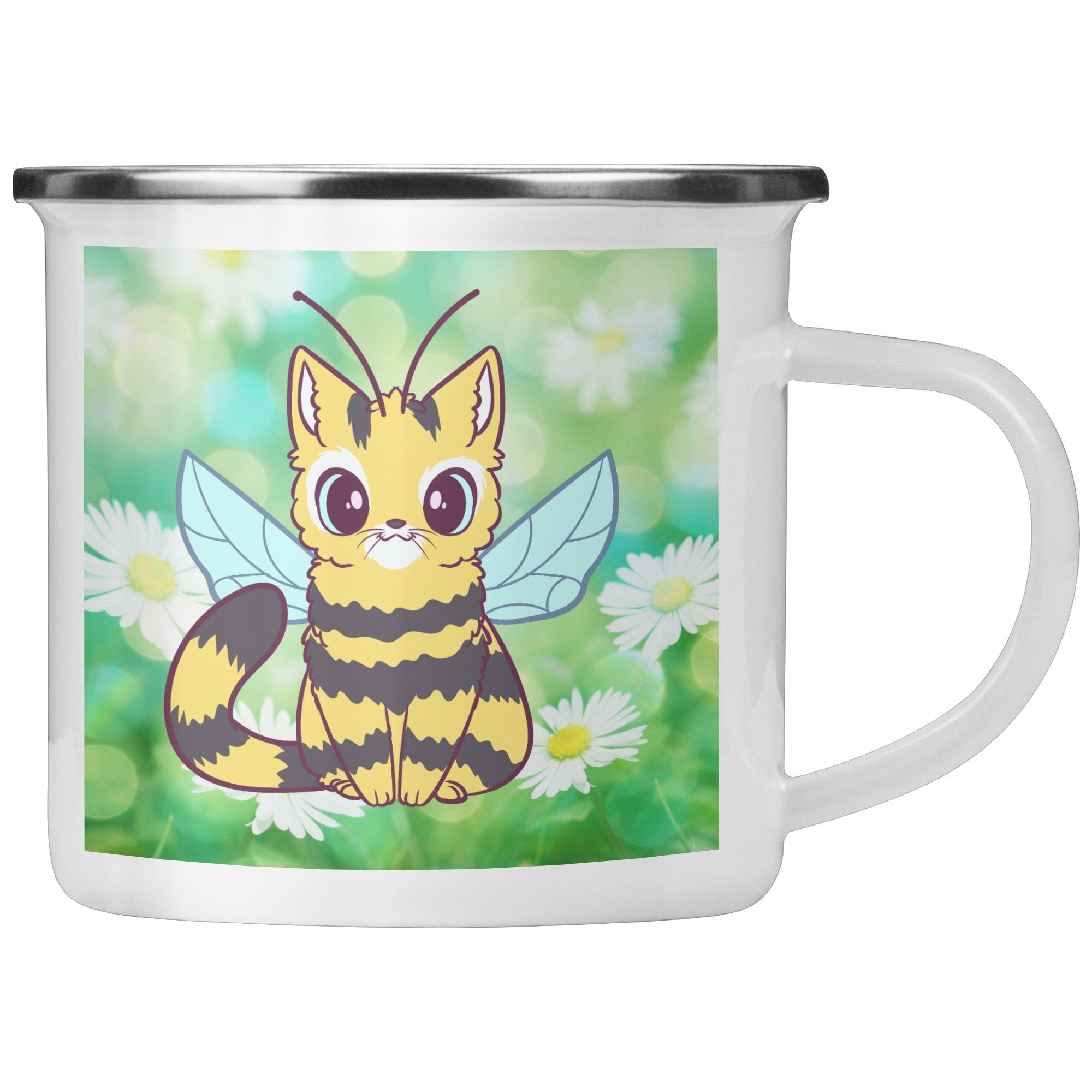 Kawaii Cat Bee 12 Oz Camping Mug - crazyaboutcatsandcoffee