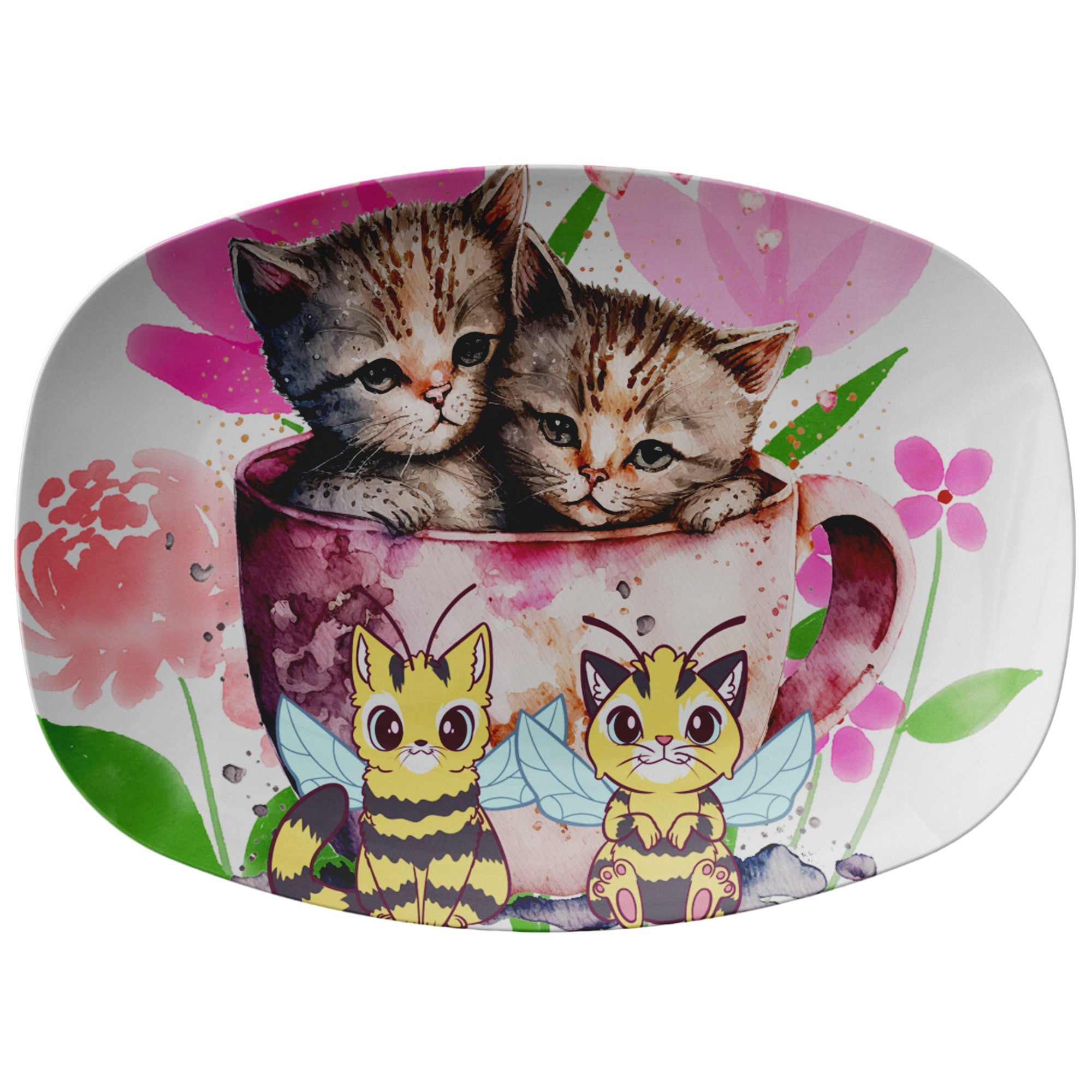 Kittens In A Cup With Cat Bees Platter