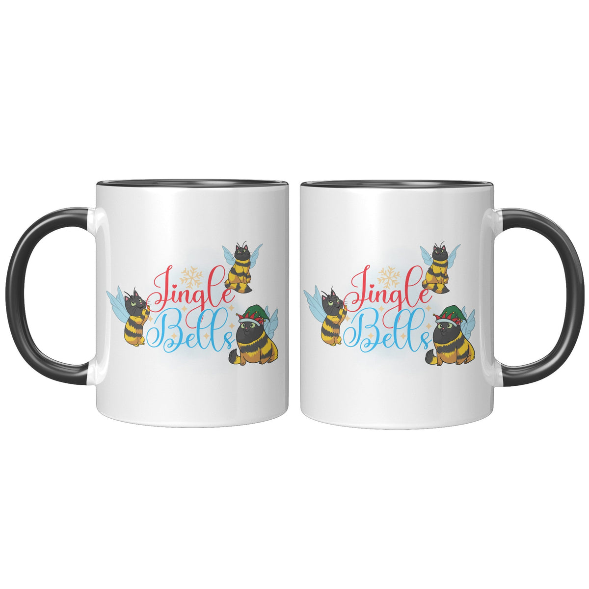 Kitty Bee Jinglebells 11 Oz Accent Mug - crazyaboutcatsandcoffee