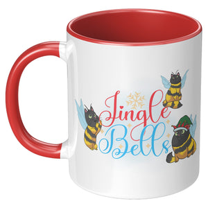 Kitty Bee Jinglebells 11 Oz Accent Mug - crazyaboutcatsandcoffee