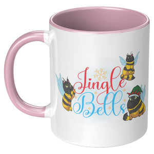 Kitty Bee Jinglebells 11 Oz Accent Mug - crazyaboutcatsandcoffee