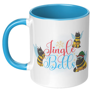 Kitty Bee Jinglebells 11 Oz Accent Mug - crazyaboutcatsandcoffee