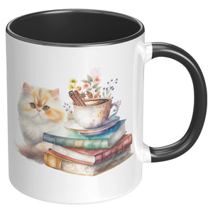 Kitty Coffee And Books 11 Oz Accent Mug - crazyaboutcatsandcoffee