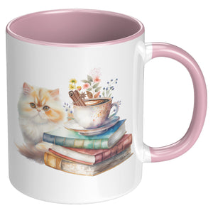 Kitty Coffee And Books 11 Oz Accent Mug - crazyaboutcatsandcoffee