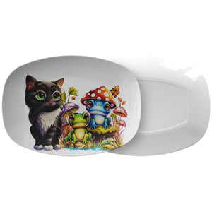 Whimsical Cat and Frog Wonderland Platter