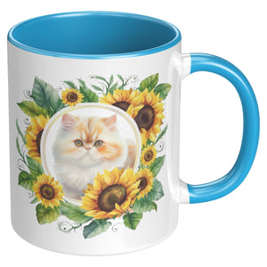 Kitty With Sunflowers 11 Oz Mug - crazyaboutcatsandcoffee