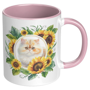 Kitty With Sunflowers 11 Oz Mug - crazyaboutcatsandcoffee