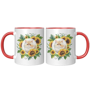 Kitty With Sunflowers 11 Oz Mug - crazyaboutcatsandcoffee