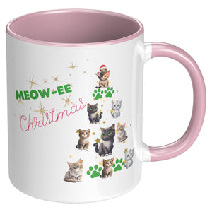 Meowee Christmas Cat Tree 11 Oz Accent Mug - crazyaboutcatsandcoffee