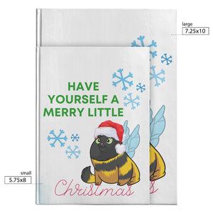 Merry Little Christmas Cat Bee Hardback Journal - crazyaboutcatsandcoffee