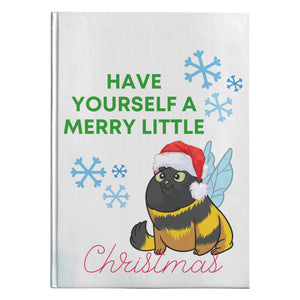 Merry Little Christmas Cat Bee Hardback Journal - crazyaboutcatsandcoffee