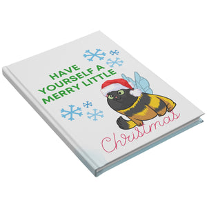 Merry Little Christmas Cat Bee Hardback Journal - crazyaboutcatsandcoffee