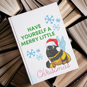 Merry Little Christmas Cat Bee Hardback Journal - crazyaboutcatsandcoffee