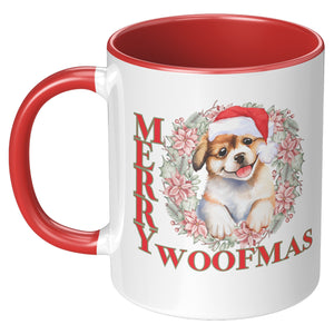 Merry Woofmas 11 Oz Accent Mug - crazyaboutcatsandcoffee