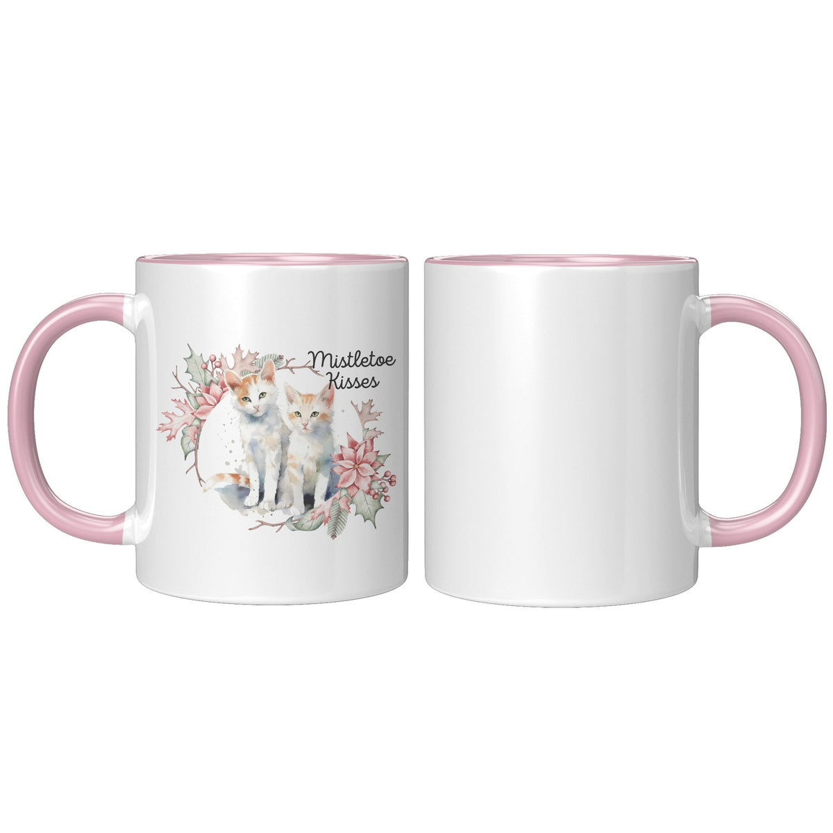 Mistletow Kisses 11 Oz Accent Mug - crazyaboutcatsandcoffee