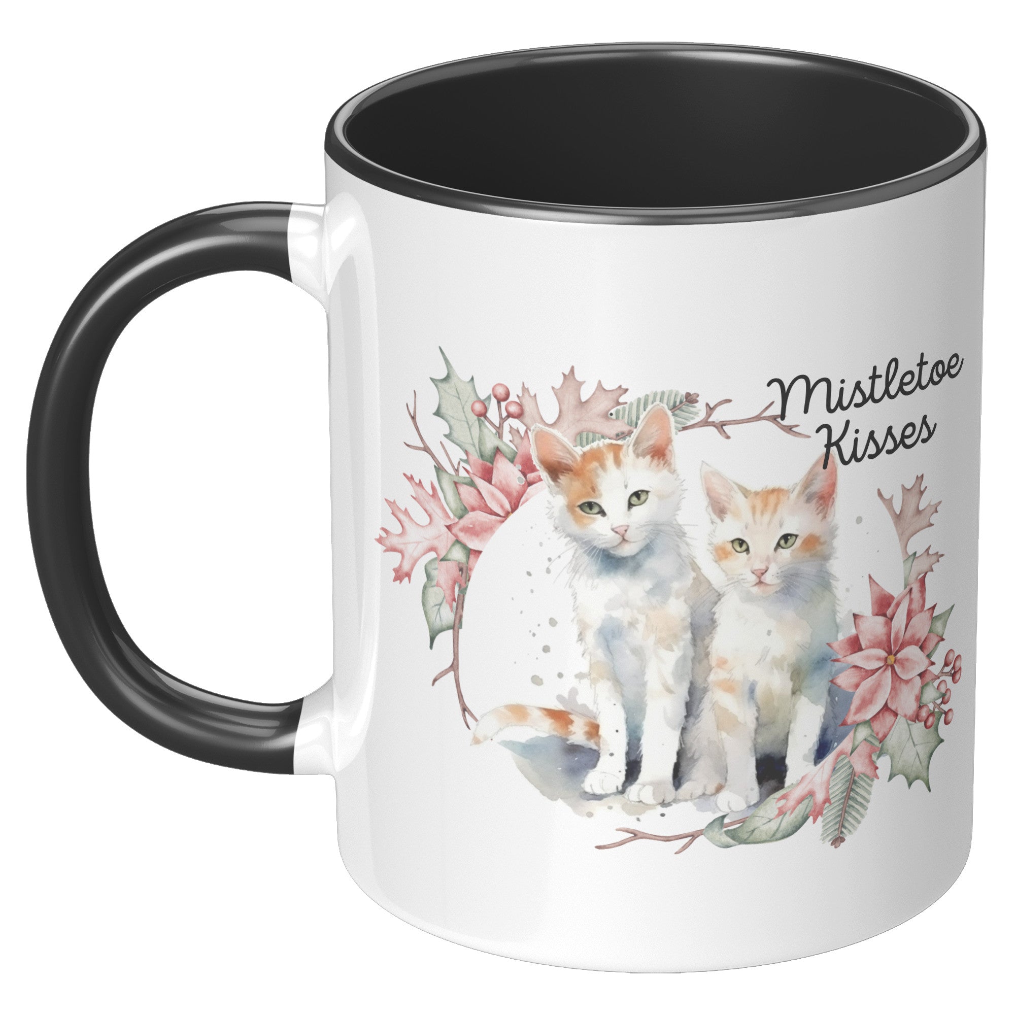 Mistletow Kisses 11 Oz Accent Mug - crazyaboutcatsandcoffee