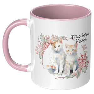 Mistletow Kisses 11 Oz Accent Mug - crazyaboutcatsandcoffee