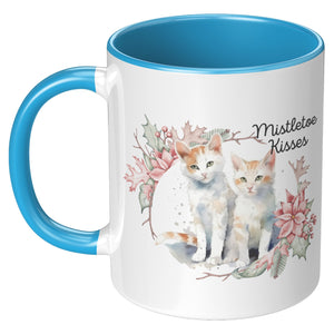 Mistletow Kisses 11 Oz Accent Mug - crazyaboutcatsandcoffee