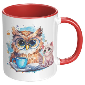 Owl Kitty Coffee And Books 11 Oz Mug - crazyaboutcatsandcoffee