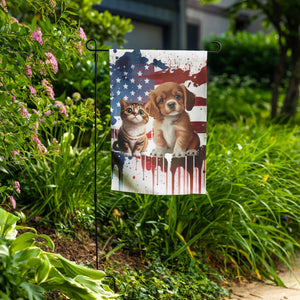 Patriotic Dog And Cat Garden Flag - crazyaboutcoffeeandcats