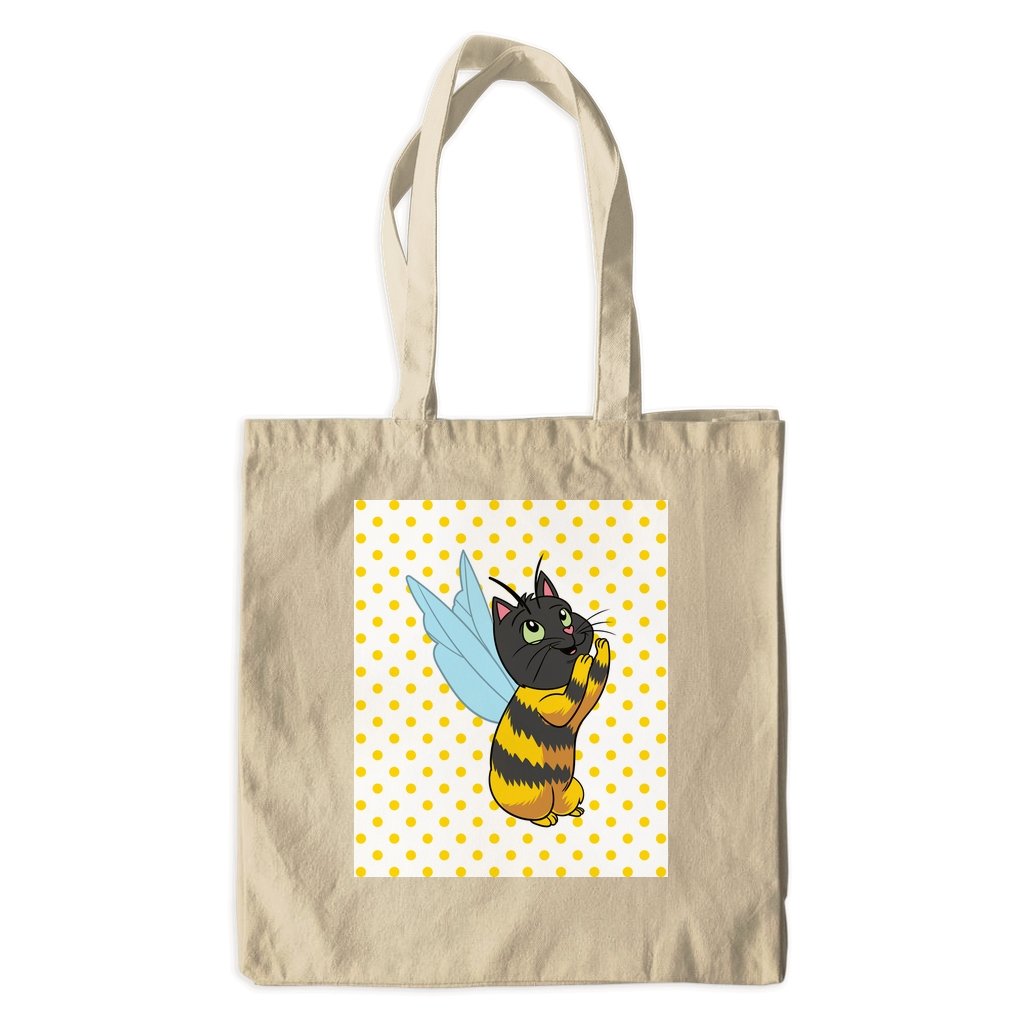 Praying Cat Bee Cotton Tote Bag