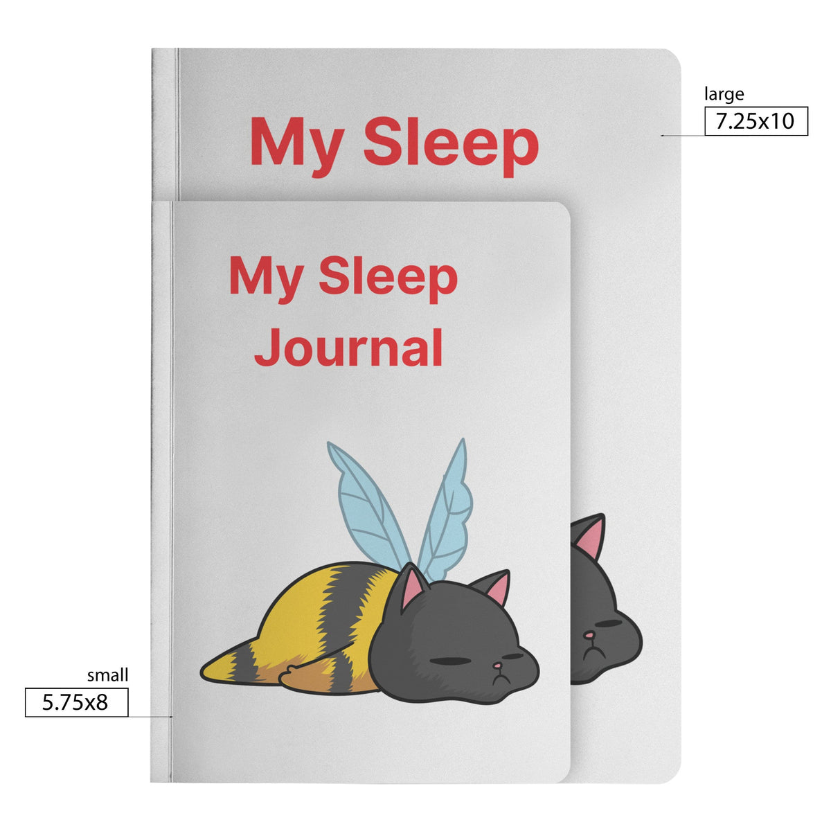 Sleeping Kitty Bee Paperback Journals Notebooks