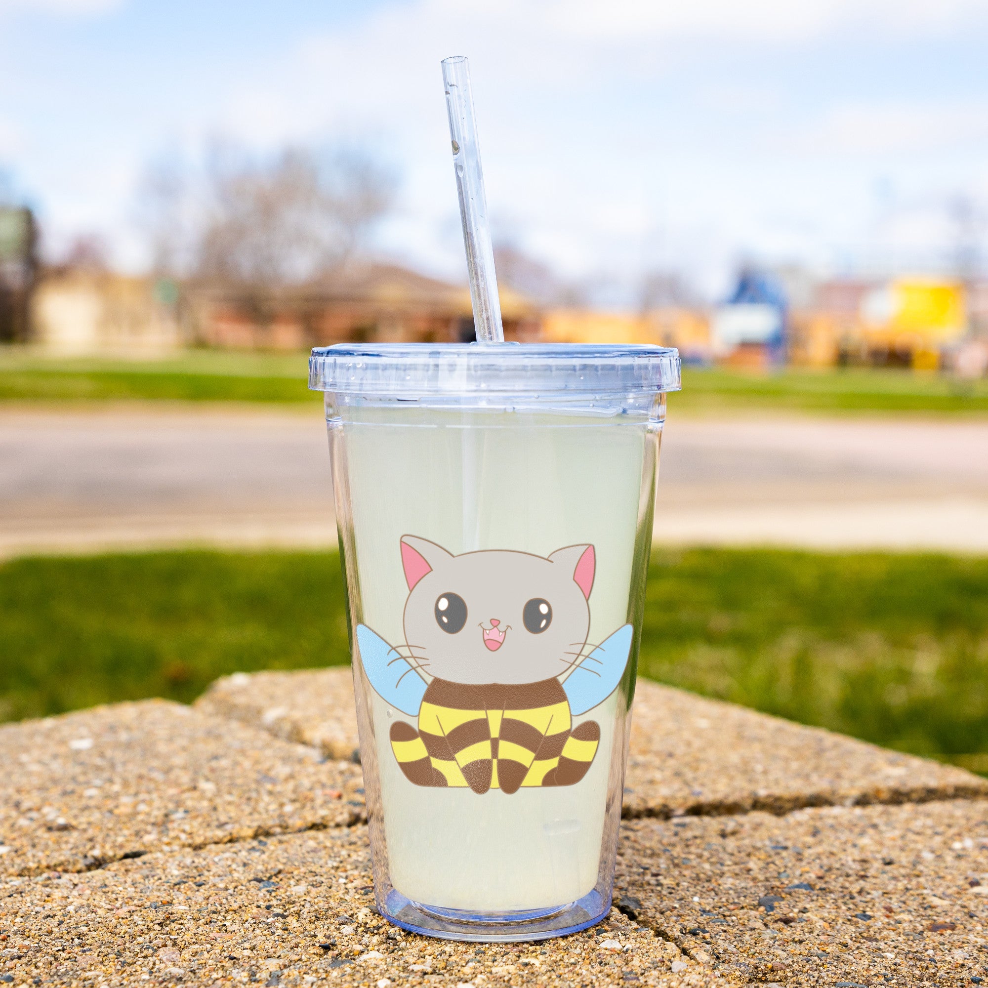 Young Cat Bee Tumbler - crazyaboutcatsandcoffee